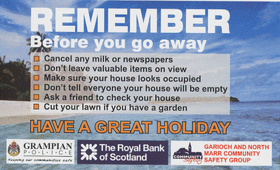 Remember to make your home secure before you go on holiday.
