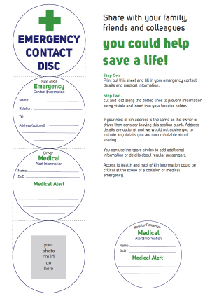 Image of the emergency disc & link to the printable disc - PDF